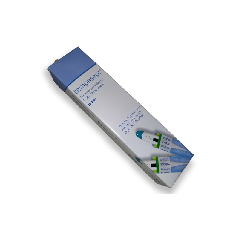 Hoes voor koorts-thermometer. Hygiënisch koorts meten.