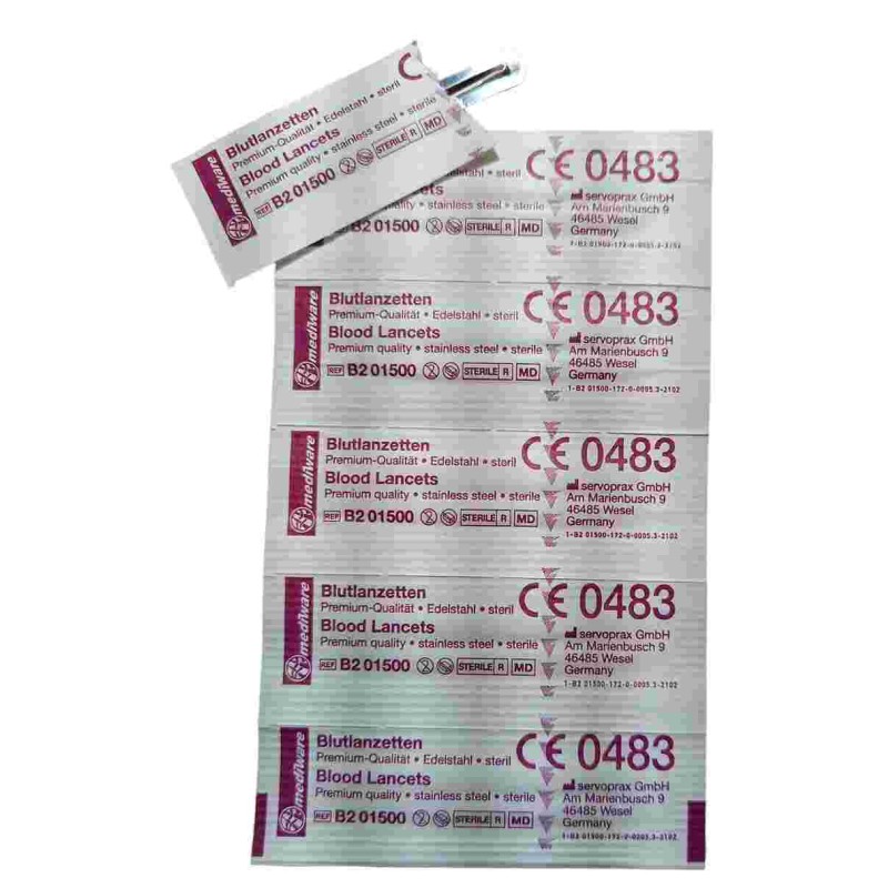Bloedlancetten - Blarenprikker. 5 stuks, per stuk steriel verpakt.