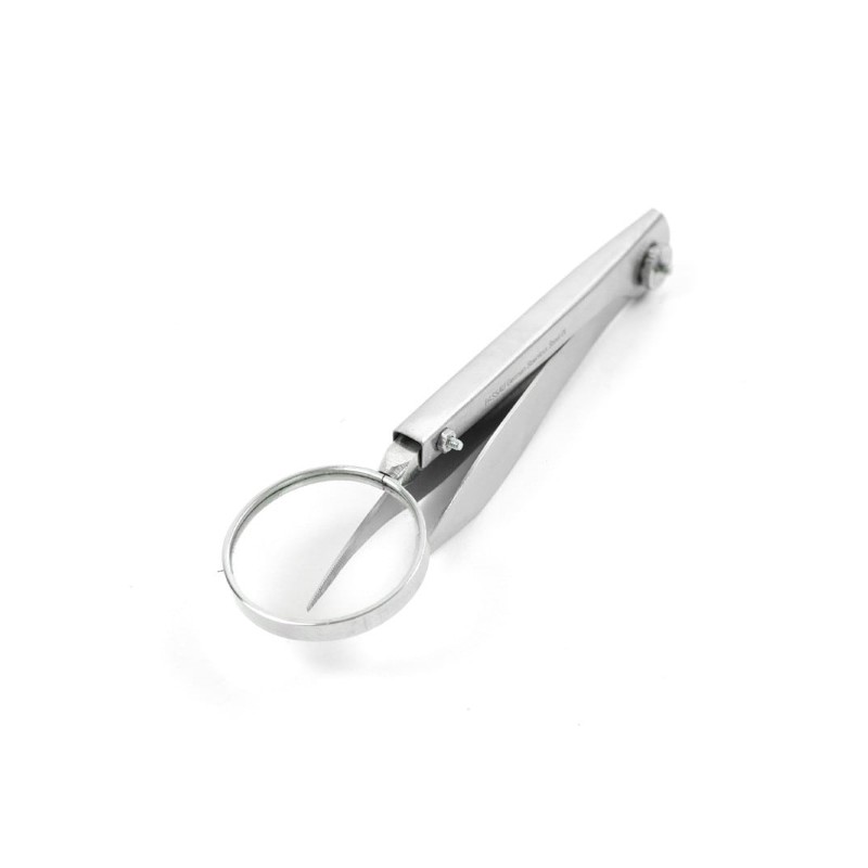 Duurzaam roestvrij staal – stevige, hygiënische pincet met geïntegreerde loep.