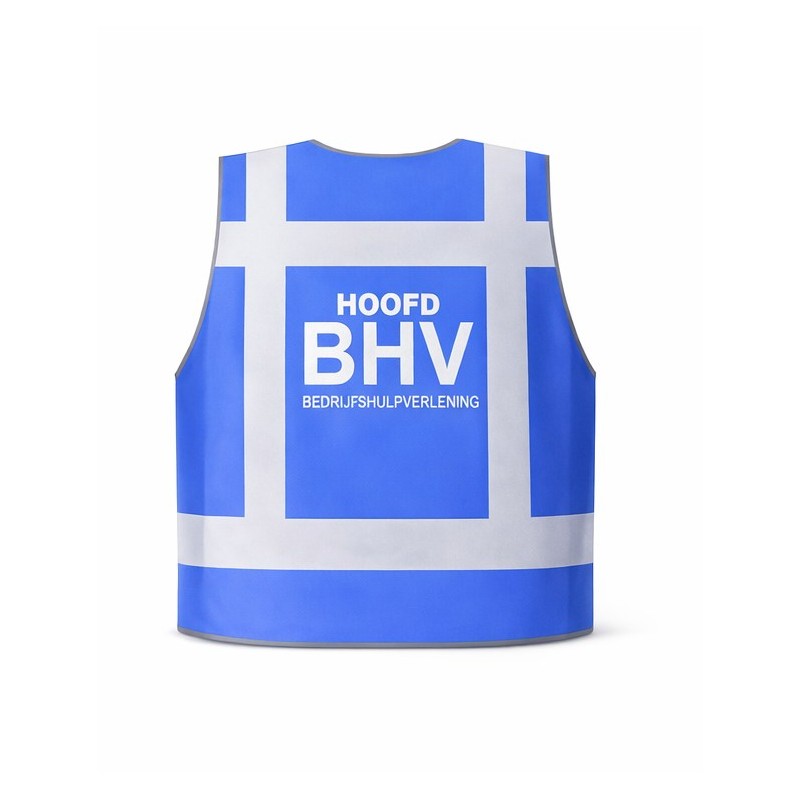 Hoofd BHV hesje blauw – reflecterend veiligheidsvest voor bedrijfshulpverlening