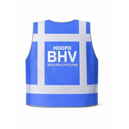 Hoofd BHV hesje blauw – reflecterend veiligheidsvest voor bedrijfshulpverlening