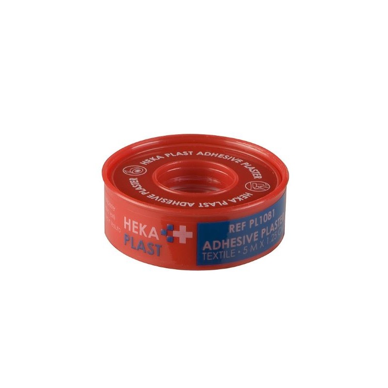 Heka Plast elastische hechtpleister textiel op rol 1,25 cm x 5 meter, hygiënisch beschermd door de handige plastic beschermring.