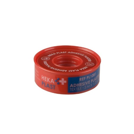 Heka Plast elastische hechtpleister textiel op rol 1,25 cm x 5 meter, hygiënisch beschermd door de handige plastic beschermring.