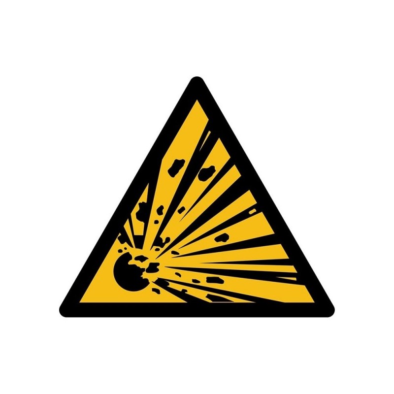 Pictogramsticker "Explosiegevaar" en andere waarschuwingen: Fabex.nl