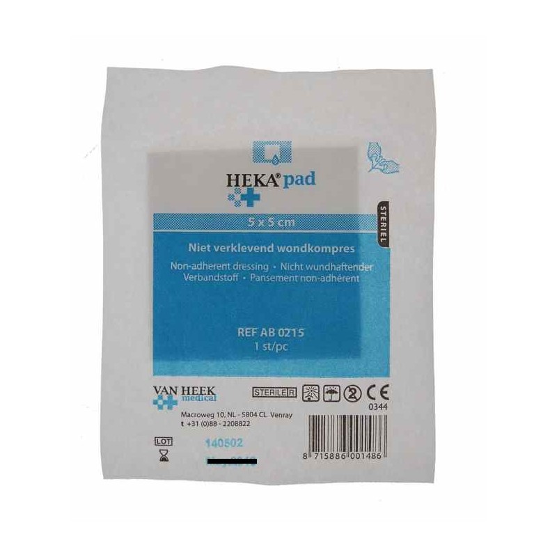 Niet verklevend wondkompres 5 X 5 cm. Per stuk en in bulk.