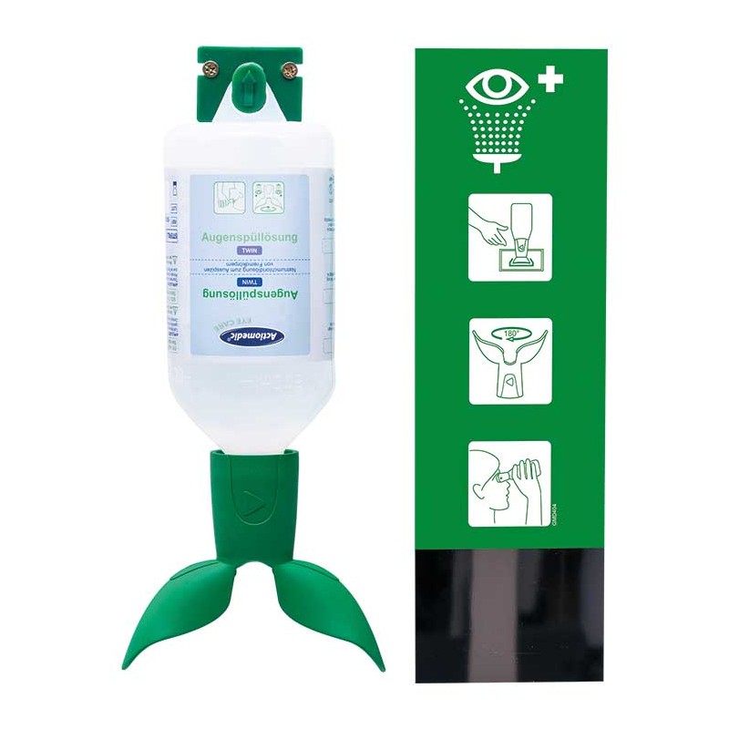 Revolutionair design oogspoelfles. 2 ogen tegelijk spoelen.