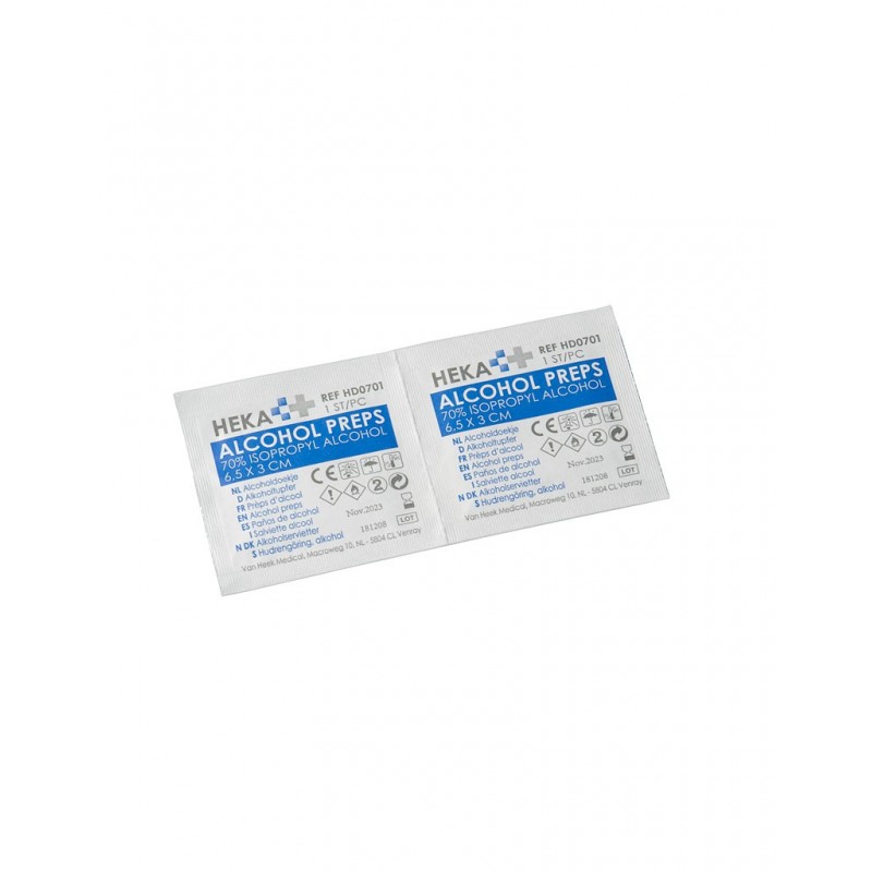 100 Steriele Alcoholdoekjes. per paar aan elkaar.