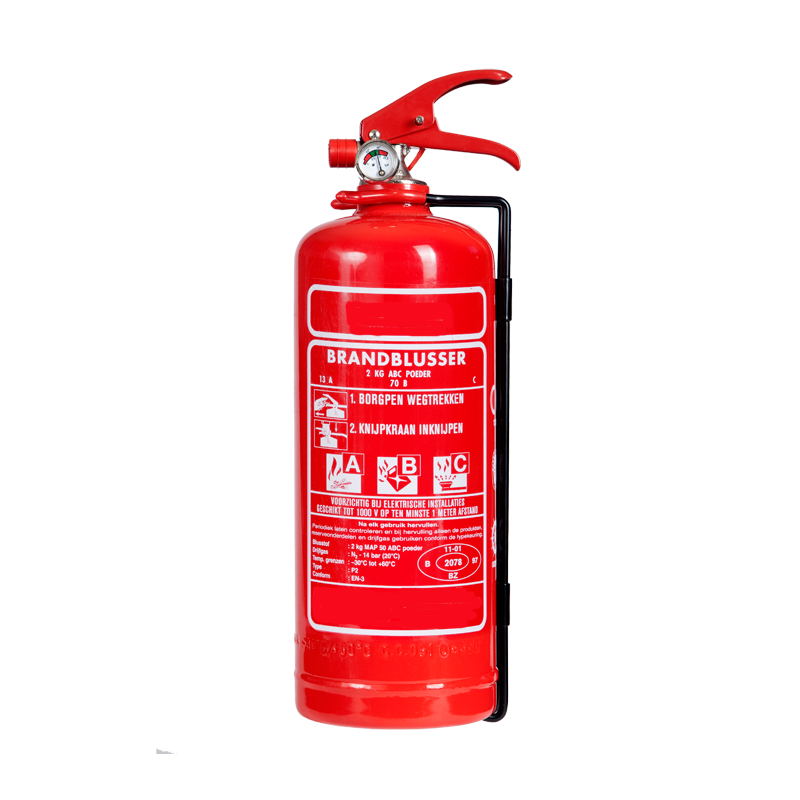 Poederblusser met 2 kg poeder. Voor in auto, boot of camper.