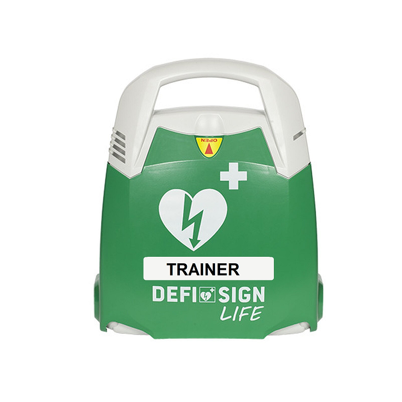 Defisign Trainings-AED. Bedienbaar via Telefoon of tablet.